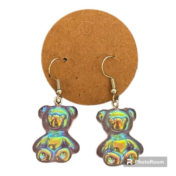 Iridescent Bear Earrings Fashion Jewelry - Picture 1 of 3